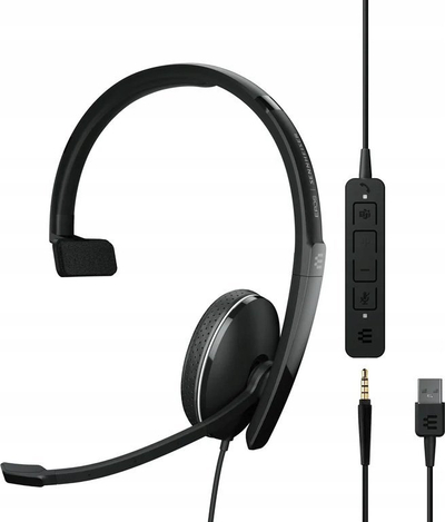 Kufje me mikrofon Epos Adapt 135T, mono, USB A dhe 3.5mm, të zeza