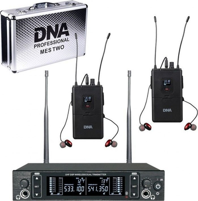 Sistem monitorimi në vesh DNA IN-EAR Double, wireless, UHF 518–542 MHz, i zi