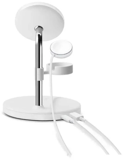 Stendë karikimi 3 në 1 Puro MagSafe, për iPhone Apple Watch dhe kufje, e bardhë
