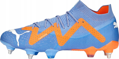 Këpucë futbolli Puma FUTURE ULTIMATE MxSG, me vida metalike, për çuna dhe goca, blu me portokalli