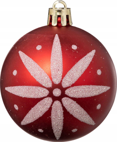Set toptha Krishtlindjesh Atmosphera Colorama de Noel, 25 copë, 6cm, të kuq e të bardhë