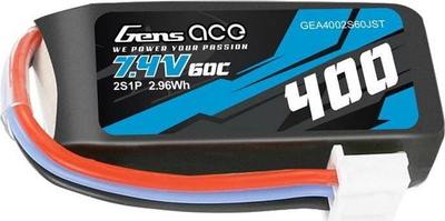 Bateri LiPo Gens Ace 400mAh, 7.4V 60C, konektor JST, e zezë