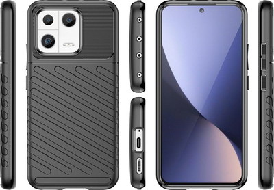 Mbrojtëse telefoni Thunder Case Armored për Xiaomi 13, TPU i butë, kundra goditjeve, e zezë