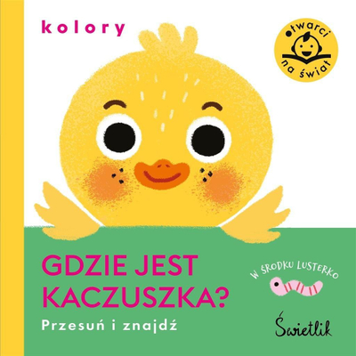Детска книга Świetlik Where Is the Duckling Colors Slide and Find, интерактивна книга, тврд картон, повеќебојна