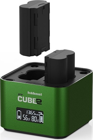 Karikues baterish Hähnel Procube 2 Twin për Fuji, ekran LCD, dalje USB 2.4A, i zi