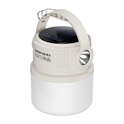 Llambë kampingu Superfire T22, diellore USB C, 7.4W, e bardhë