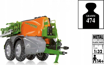 Maket spërkatëse fushe Wiking Amazone UX 11200, shkallë 1:32, metal, portokalli me jeshile