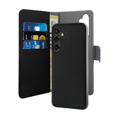 Këllëf-portofol Puro për Samsung Galaxy A35, 2 në 1 me magnet, i zi