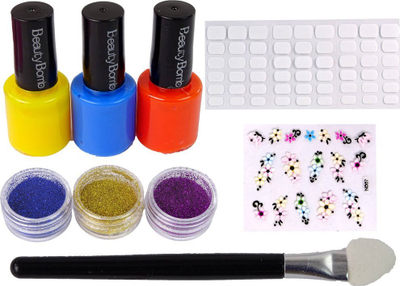 Set manikyr për fëmijë Leantoys Nail Painting, llakë dhe aksesorë, shumëngjyrësh