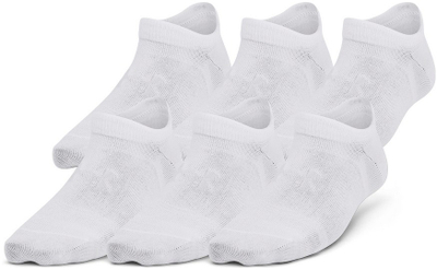 Чорапи без стапало за деца Under Armour Essential, сет 6 парчиња, бели