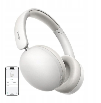 Kufje wireless UGREEN HiTune Max2, Over Ear, me ANC, 80 orë dëgjim, të bardha