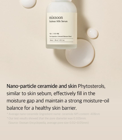 Serum fytyre Mixsoon Soybean Milk, 30 ml, për lëkurë të hidratuar, për të gjitha llojet e lëkurës
