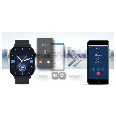 Ora e zgjuar Gravity GT15-1, ekran 2.04", Bluetooth 5.0, e zezë