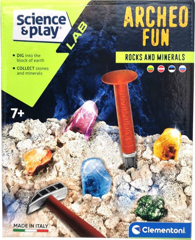 Set edukativ Clementoni Archeo Fun Rocks and Minerals, gërmim me gurë dhe minerale, 7+