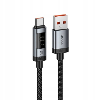 Kабел USB Hoco U148, USB A во USB C, 1.2m, 100W PD, црн
