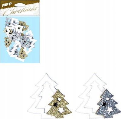 Stoli pemë Krishtlindjes MFP, 4cm, set dekorativ, ari edhe argjend