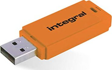 USB флеш Интеграл Неон, 64GB, USB порта, неон портокалова