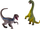 Set lodrash dinosauri Brachiosaurus Velociraptor, 2 copë, shumëngjyrëshe