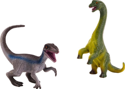 Set lodrash dinosauri Brachiosaurus Velociraptor, 2 copë, shumëngjyrëshe
