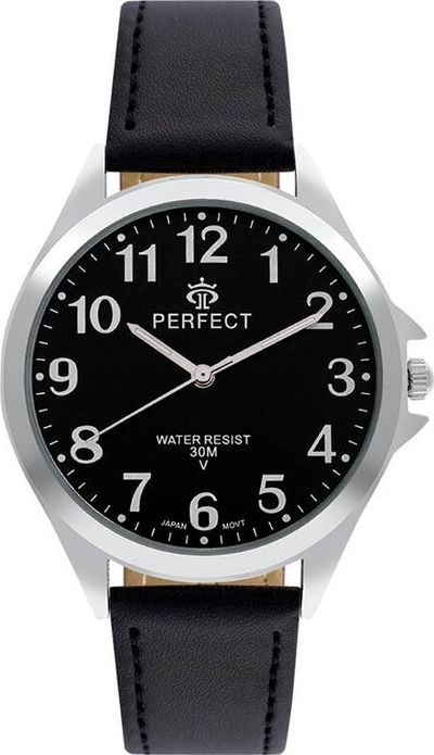 Orë dore PERFECT GXB412-05, mekanizëm MIYOTA, 38.5mm, argjend me rrip të zi