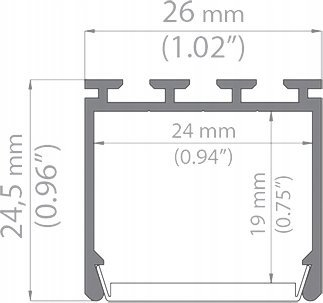 Profil LED Kluś Lipod, alumini i anodizuar, 2m, argjendtë