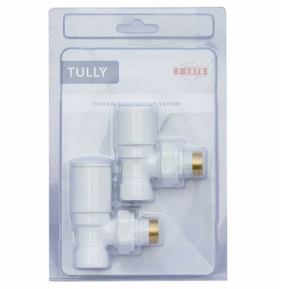 Сет вентил за радијатор Tully Control, аголни, бели