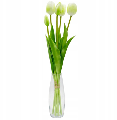 Buqetë artificiale Saska Garden Tulip, 5 copë, 39cm, e bardhë