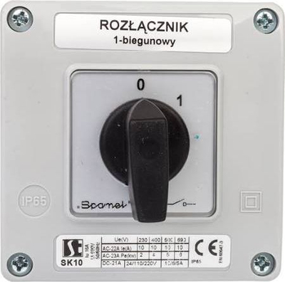 Çelës rrotullues Spamel SK10-1.825/OB11, 1P, 10A, IP65, i verdhë