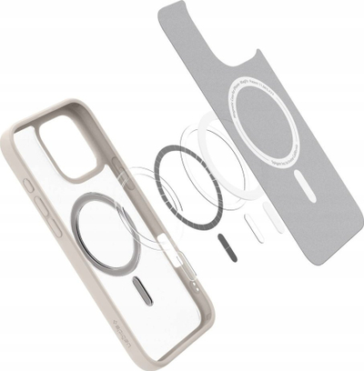 Mbulesë telefoni Spigen Ultra Hybrid MagSafe për iPhone 16 Pro, efekt Frost, Natural Titanium
