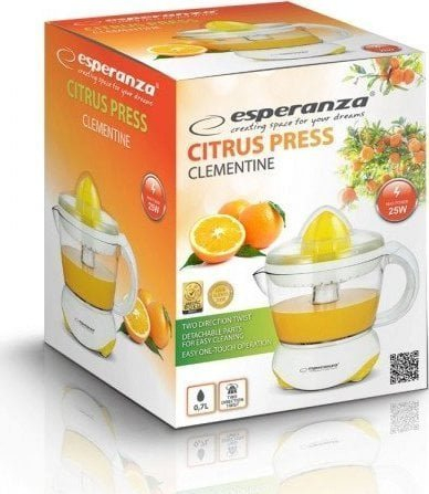 Shtrydhëse agrumesh Esperanza EKJ001Y, 25W, rezervuar 0.7L, e verdhë