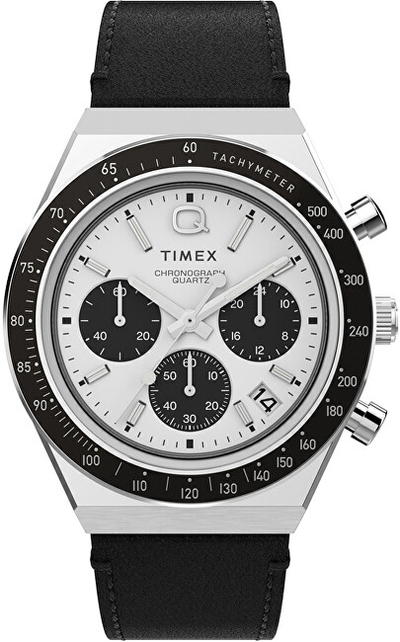 Orë për meshkuj Timex Q Chronograph TW2W53400UK, e zezë/argjendtë