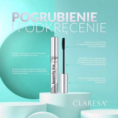 Маскара за трепки Claresa Heavenly Size, за згуснување и издолжување, црна
