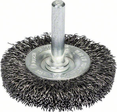 Furçë teli çeliku Bosch 2607017120, disk 75mm, bisht 6mm, argjendtë