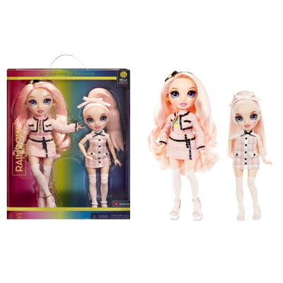 Kukulla moda Rainbow High Bella, set 2 copë, flokë rozë, fustan rozë