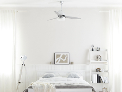 Ventilator tavani MLAVA Silver, me dritë, me pult, ngjyrë argjendi