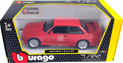 Makina model diecast Bburago, BMW M3 E30 1988, shkalla 1/24, e kuqe