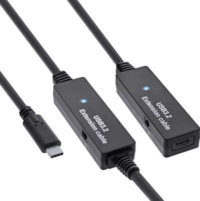 Kabllo zgjatuese InLine USB 3.2 Gen 1, aktive, USB C në USB C, 5 Gb/s, e zezë