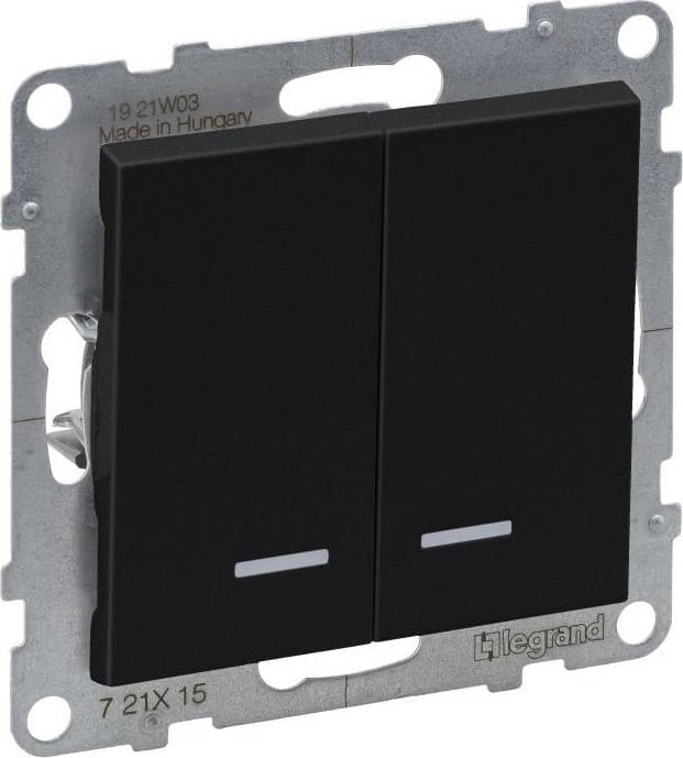 Ndërprerës Legrand SUNO 721415, 10AX 250V, me ndriçim, i zi