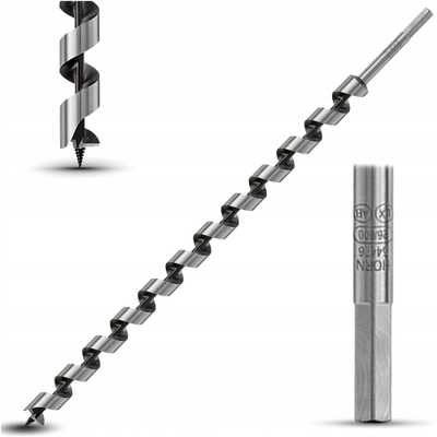 Spiralë druri HEX Wood Drill Auger 26x600mm, çelik karboni, gri metalike