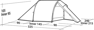 Çadër kampingu Easy Camp Vega 300 Compact, tip tuneli, për 3 veta, jeshile