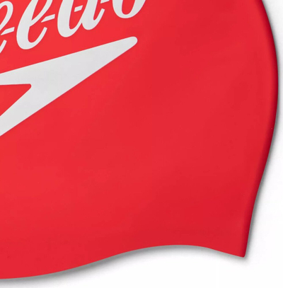 Kapelë noti Speedo Big Logo Placement, silikon, e kuqe me të bardhë