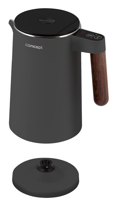 Ibrik elektrik Concept RK3305, 1.5L, kontroll temperature, gri e errët