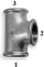 Tee reduktuese Odlewnia Zawiercie 6/4" x 1/2" x 6/4", e galvanizuar, gri metal