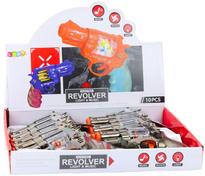 Pistoletë lodër revolver me toptha, me drita edhe zëra, shumëngjyrëshe