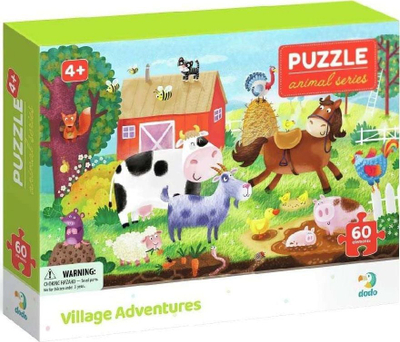 Puzzle edukativ Dodo Village Adventures, 60 copa, 4+, shumëngjyrësh