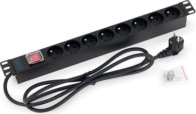 Njesi për shpërnda rrymën Triton RAB-PD-X03-A1, 8x prizë, 1U 19", e zezë