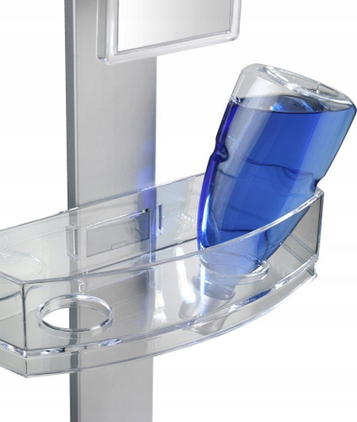 Rafth dushi Wenko Shower Caddy me pasqyrë kundër avullit, inox, argjend