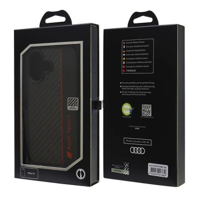 Kapak telefoni Audi Sport Carbon Fiber, MagSafe, për iPhone 16 6.1", i zi