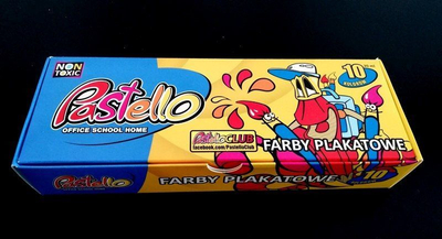 Set bojë plakat Pastello, 10 ngjyra, 20ml, shumëngjyrëshe