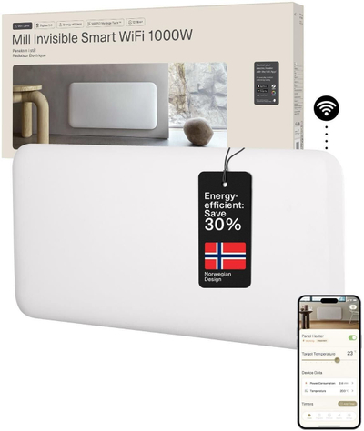 Radiator panelor Mill Invisible Smart WiFi 1000W, kontroll me aplikacion, i bardhë